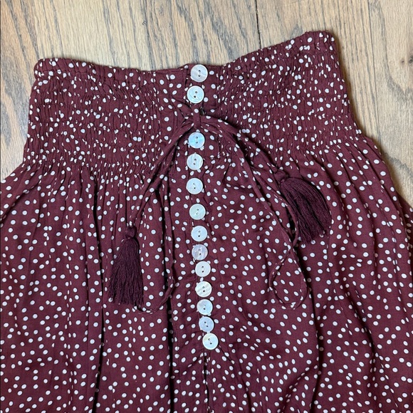 Tiare Hawaii Women’s Maroon Polka Dot Button Down Dakota Maxi Skirt One Size - Picture 2 of 13